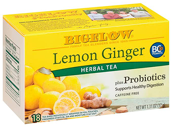 Bigelow lemon ginger plus probiotics herbal tea