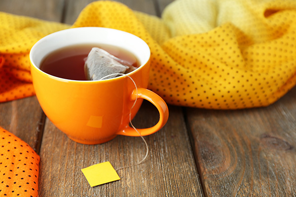 Tea bag in a cup