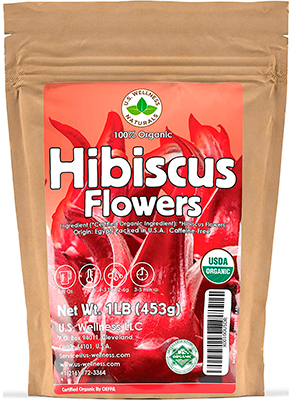 U.S. Wellness Naturals Organic Hibiscus Flowers (Whole Petals)